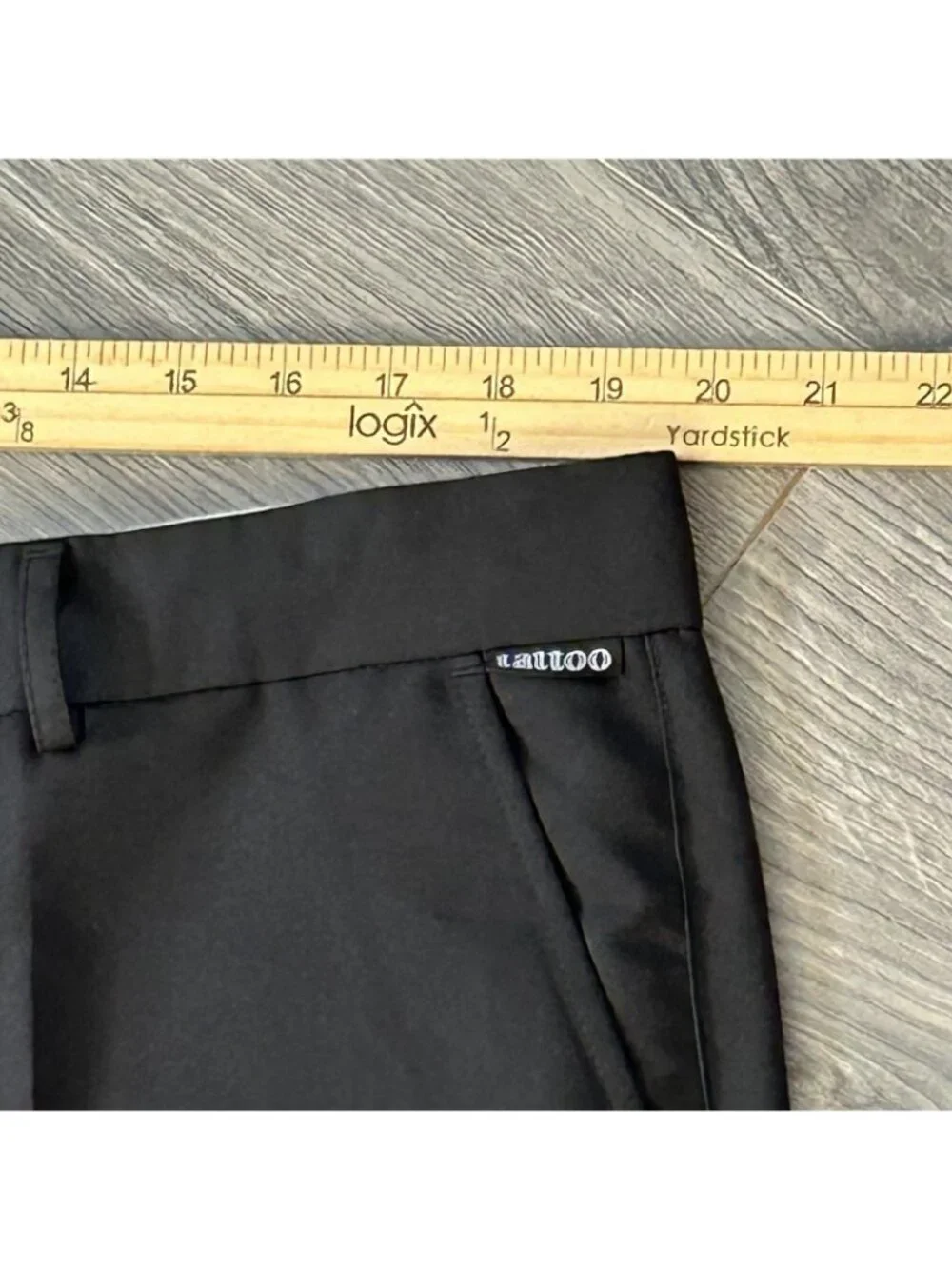 Tattoo Golf Pants Mens 38 Black Performance Khaki Skull Logo Polyester - Picture 8 of 12